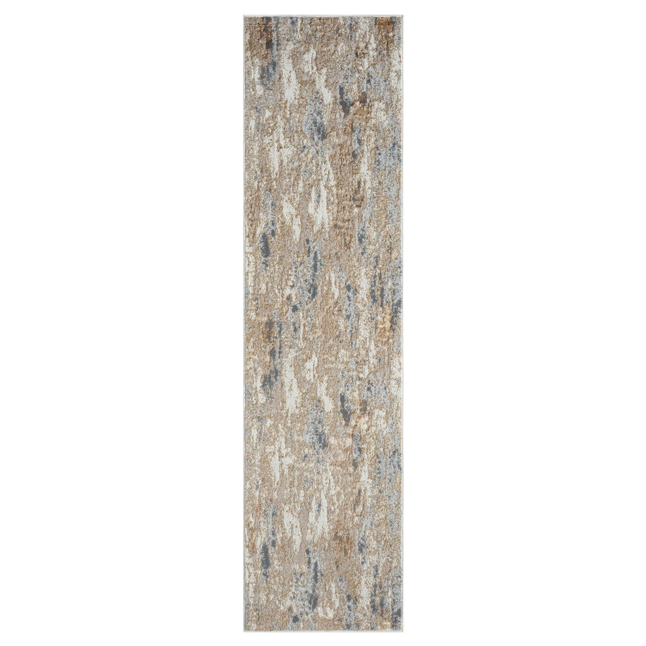 Long, narrow rug with a textured pattern.
