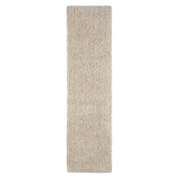 Beige modern shaggy runner rug with soft, plush polyester pile.