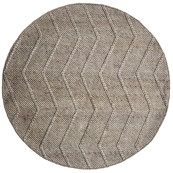 Umea Zig Zag Beige Wool Polyester Round Rug - Rugs Of Beauty - 1