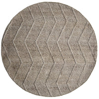 Umea Zig Zag Beige Wool Polyester Round Rug - Rugs Of Beauty - 1