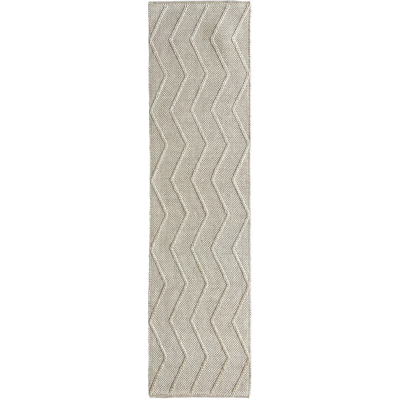 Umea Zig Zag Cream Wool Polyester Runner Rug