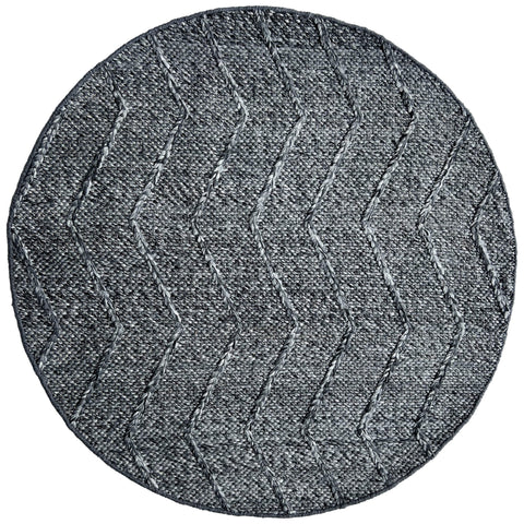 Umea Zig Zag Dark Grey Wool Polyester Round Rug - Rugs Of Beauty - 1