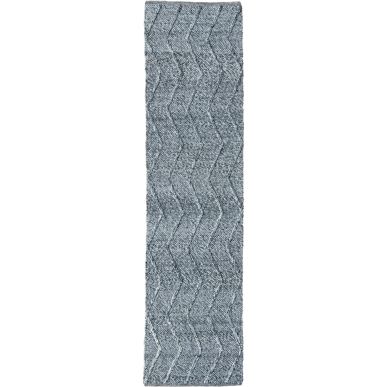Umea Zig Zag Dark Grey Wool Polyester Runner Rug - Rugs Of Beauty - 1