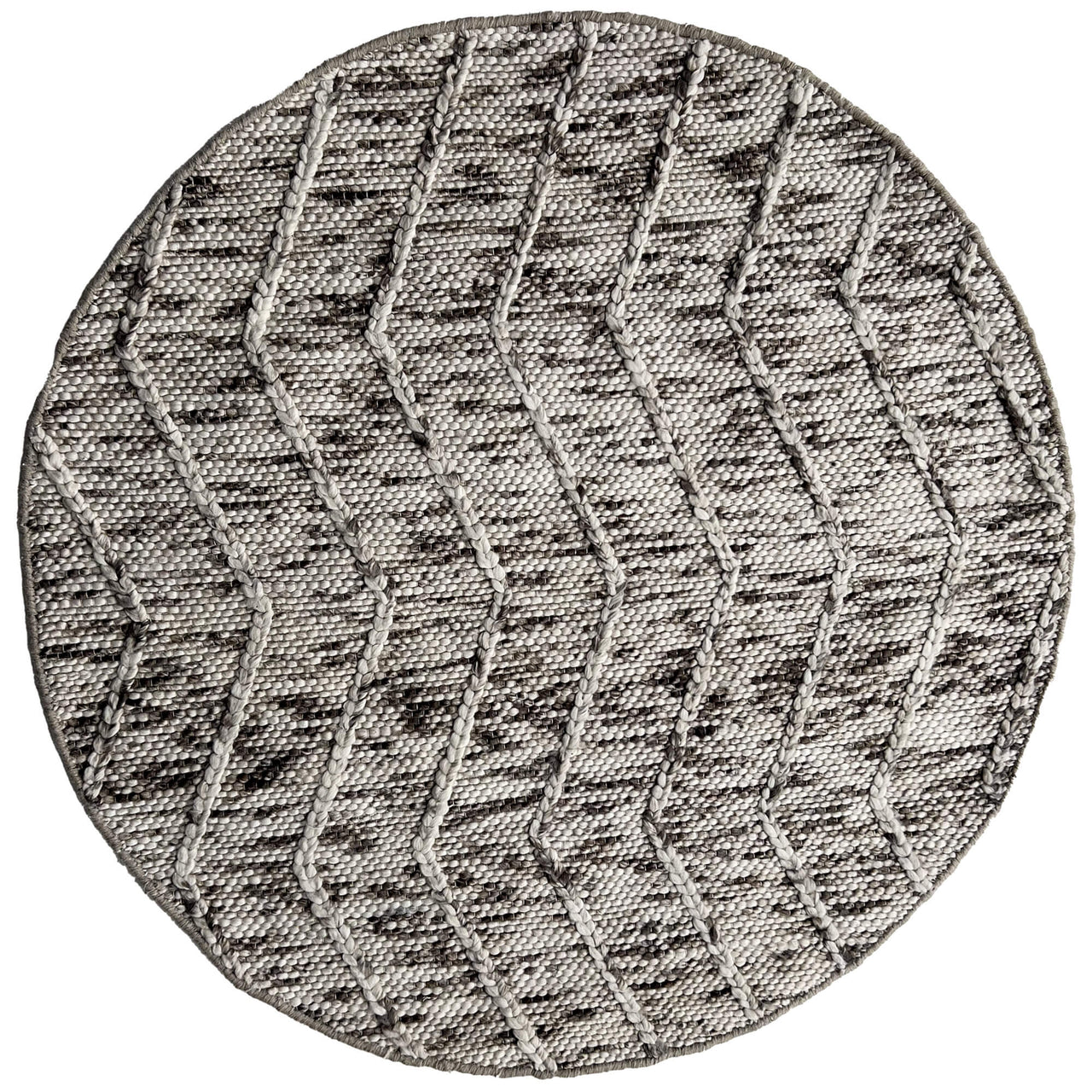 Umea Zig Zag Natural Wool Polyester Round Rug - Rugs Of Beauty - 1