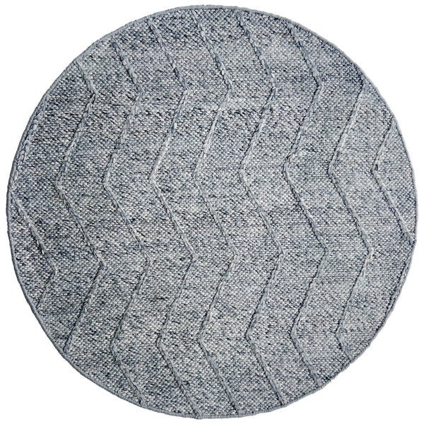 Umea Zig Zag Spotted Grey Wool Polyester Round Rug - Rugs Of Beauty - 1