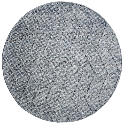Umea Zig Zag Spotted Grey Wool Polyester Round Rug - Rugs Of Beauty - 1