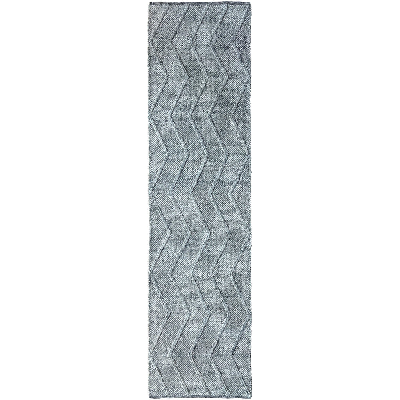 Umea Zig Zag Spotted Grey Wool Polyester Runner Rug - Rugs Of Beauty - 1