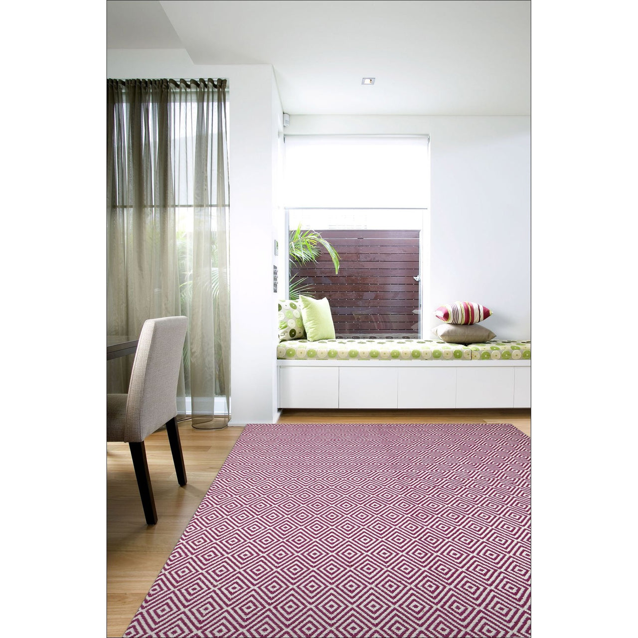 Modern Flatweave Diamond Design Pink Rug - Rugs Of Beauty