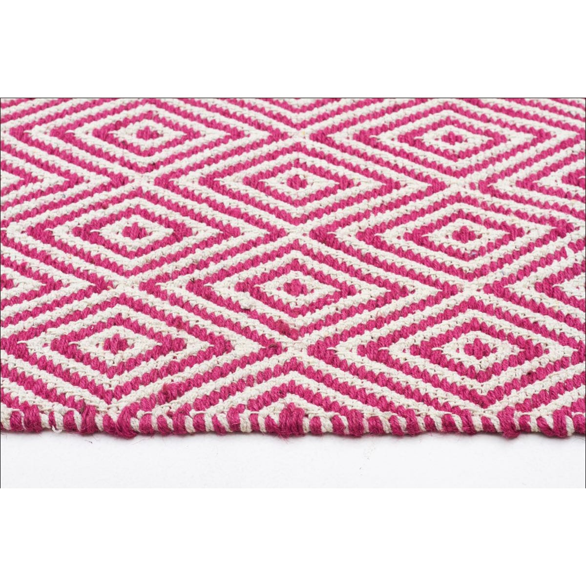 Modern Flatweave Diamond Design Pink Rug - Rugs Of Beauty