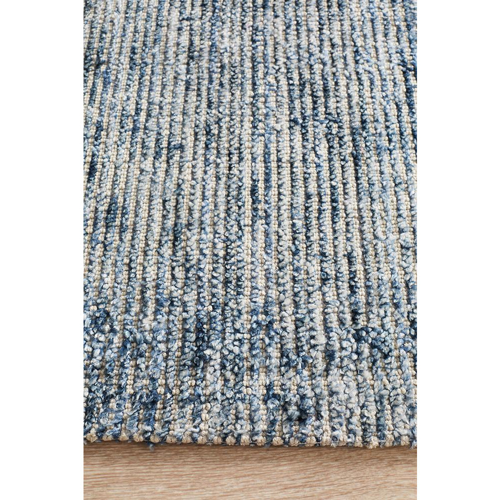 Londrina Indigo Blue Modern Cut Loop Pile Rayon Cotton Rug - Rugs Of Beauty - 5