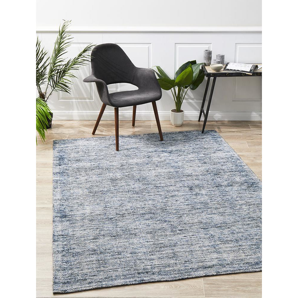 Londrina Indigo Blue Modern Cut Loop Pile Rayon Cotton Rug - Rugs Of Beauty - 2