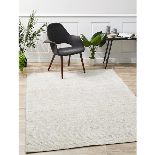 Londrina Ivory White Modern Cut Loop Pile Rayon Cotton Rug - Rugs Of Beauty - 2
