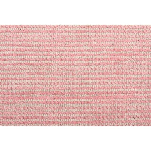Rose pink modern loop pile rug with subtle textured pattern in rayon and cotton blend.