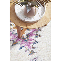 Nibiru 371 White Multi Coloured Tribal Shaggy Rug - Rugs Of Beauty - 6