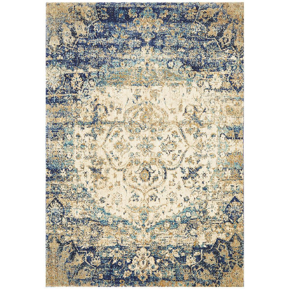 Beliz Blue Multi Colour Transitional Designer Rug - Rugs Of Beauty - 1