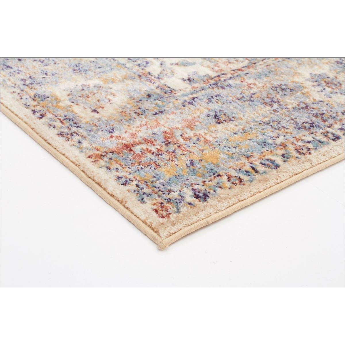 Beliz Beige Blue Multi Coloured Patterned Transitional Designer Rug - Rugs Of Beauty - 4