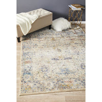 Beliz Beige Blue Multi Coloured Patterned Transitional Designer Rug - Rugs Of Beauty - 2