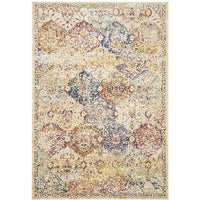 Beliz Ivory Multi Coloured Border Transitional Patterned Designer Rug - Rugs Of Beauty - 1