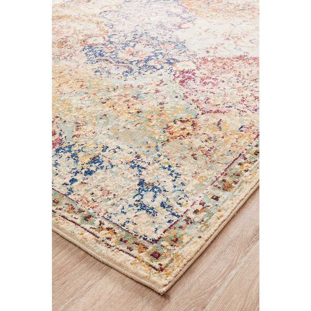 Beliz Ivory Multi Coloured Border Transitional Patterned Designer Rug - Rugs Of Beauty - 3
