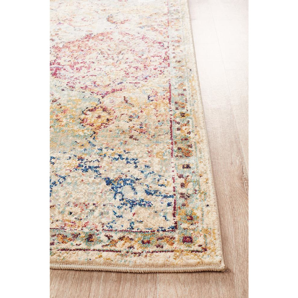 Beliz Ivory Multi Coloured Border Transitional Patterned Designer Rug - Rugs Of Beauty - 4