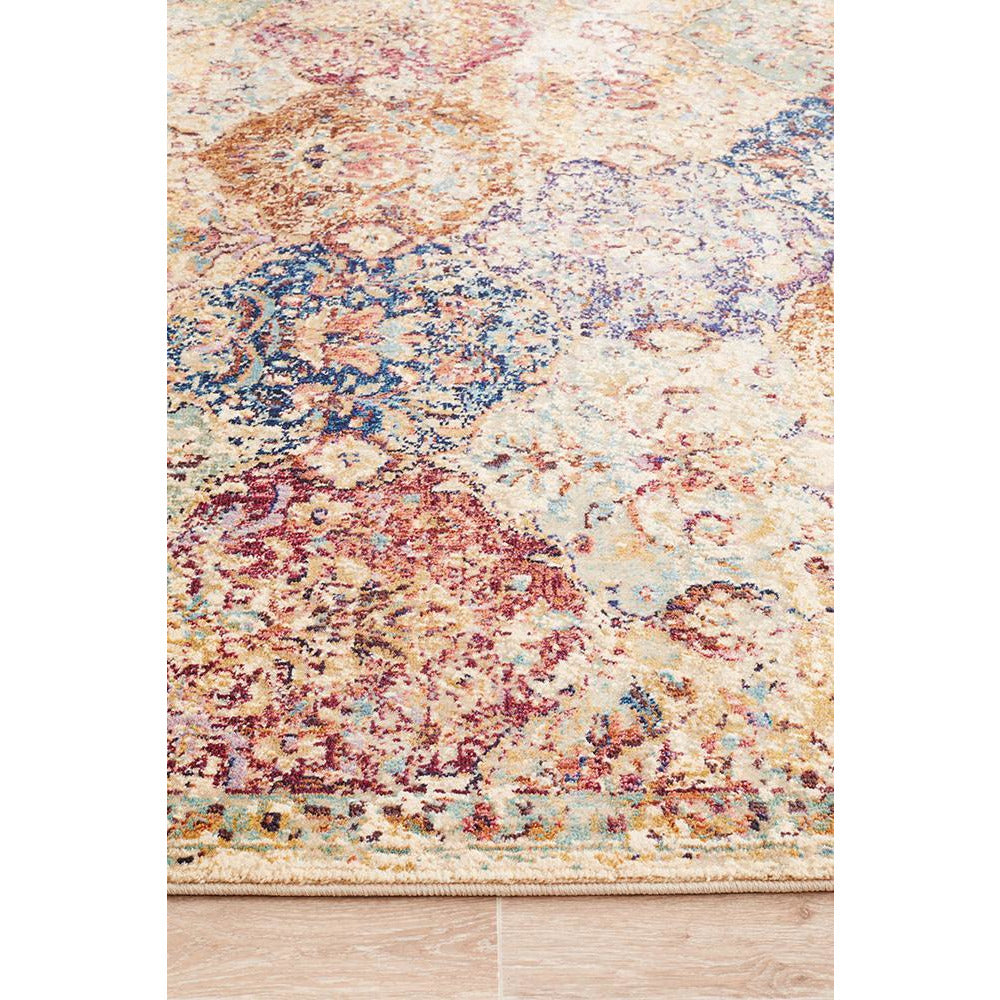 Beliz Ivory Multi Coloured Border Transitional Patterned Designer Rug - Rugs Of Beauty - 5