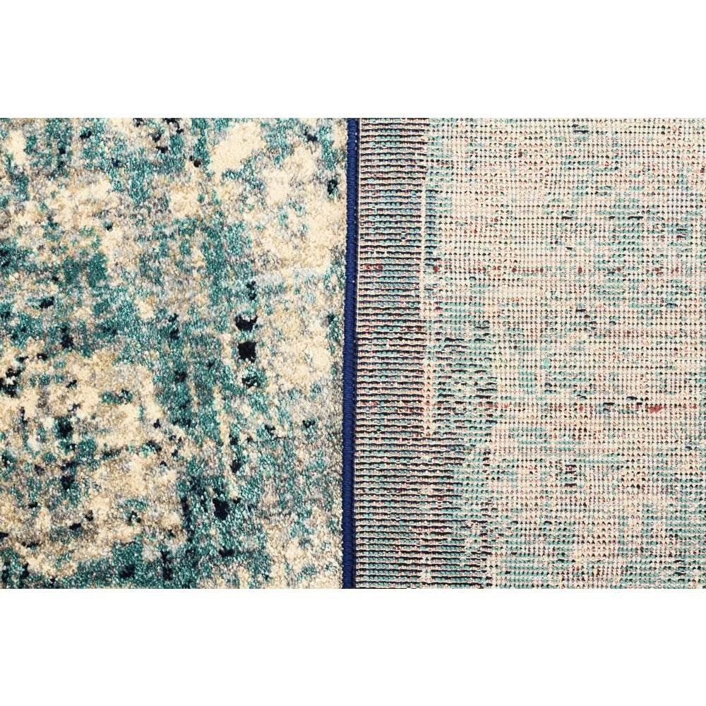 Beliz Light Blue Beige Navy Blue Border Transitional Patterned Rug - Rugs Of Beauty