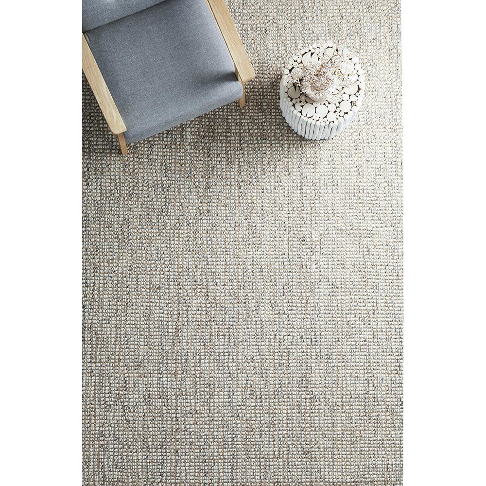 Pori 1251 Hand Loomed Scandinavian Grey Wool Jute Rug - Rugs Of Beauty - 3