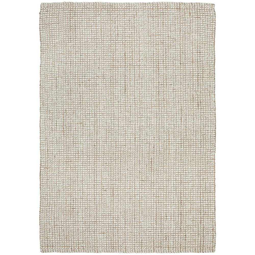 Pori 1252 Hand Loomed Scandinavian White Natural Wool Jute Rug - Rugs Of Beauty - 1