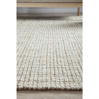 Pori 1252 Hand Loomed Scandinavian White Natural Wool Jute Rug - Rugs Of Beauty - 6