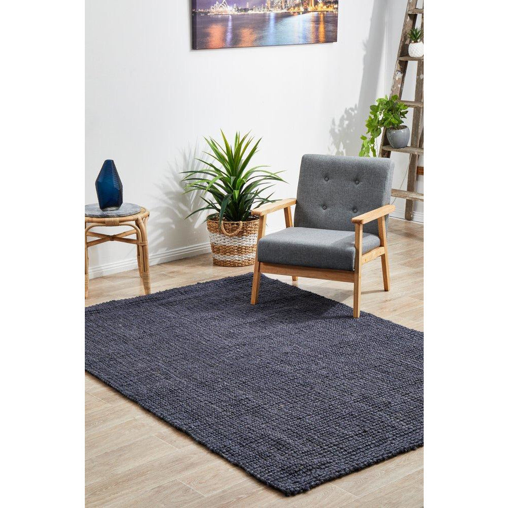 Ordu Navy Blue Flatweave Natural Jute Rug - Rugs Of Beauty - 3