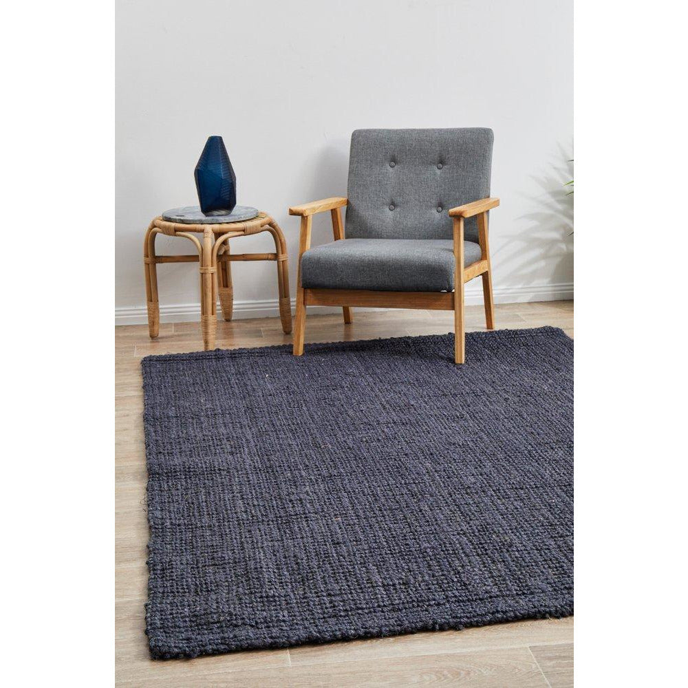 Ordu Navy Blue Flatweave Natural Jute Rug - Rugs Of Beauty - 2