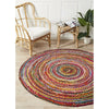 Onega Multi Colour Hand Woven Natural Cotton Round Rug - Rugs Of Beauty - 2