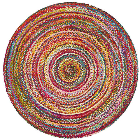 Onega Multi Colour Hand Woven Natural Cotton Round Rug - Rugs Of Beauty - 1