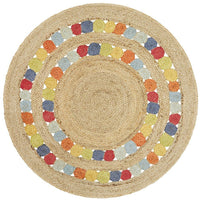 Onega Hand Woven Natural Multi Colour Jute Round Rug - Rugs Of Beauty - 1