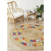 Onega Hand Woven Natural Multi Colour Jute Round Rug - Rugs Of Beauty - 2