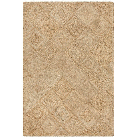 Onega Hand Woven Diamond Patterned Natural Jute Rug - Rugs Of Beauty - 1
