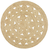 Onega Hand Woven Natural Daisy Jute Round Rug - Rugs Of Beauty - 1
