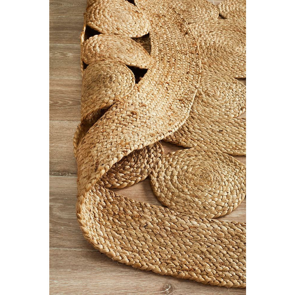 Onega Hand Woven Natural Daisy Jute Round Rug - Rugs Of Beauty - 6