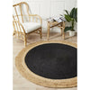 Onega Hand Woven Natural Jute Black Round Rug - Rugs Of Beauty - 2