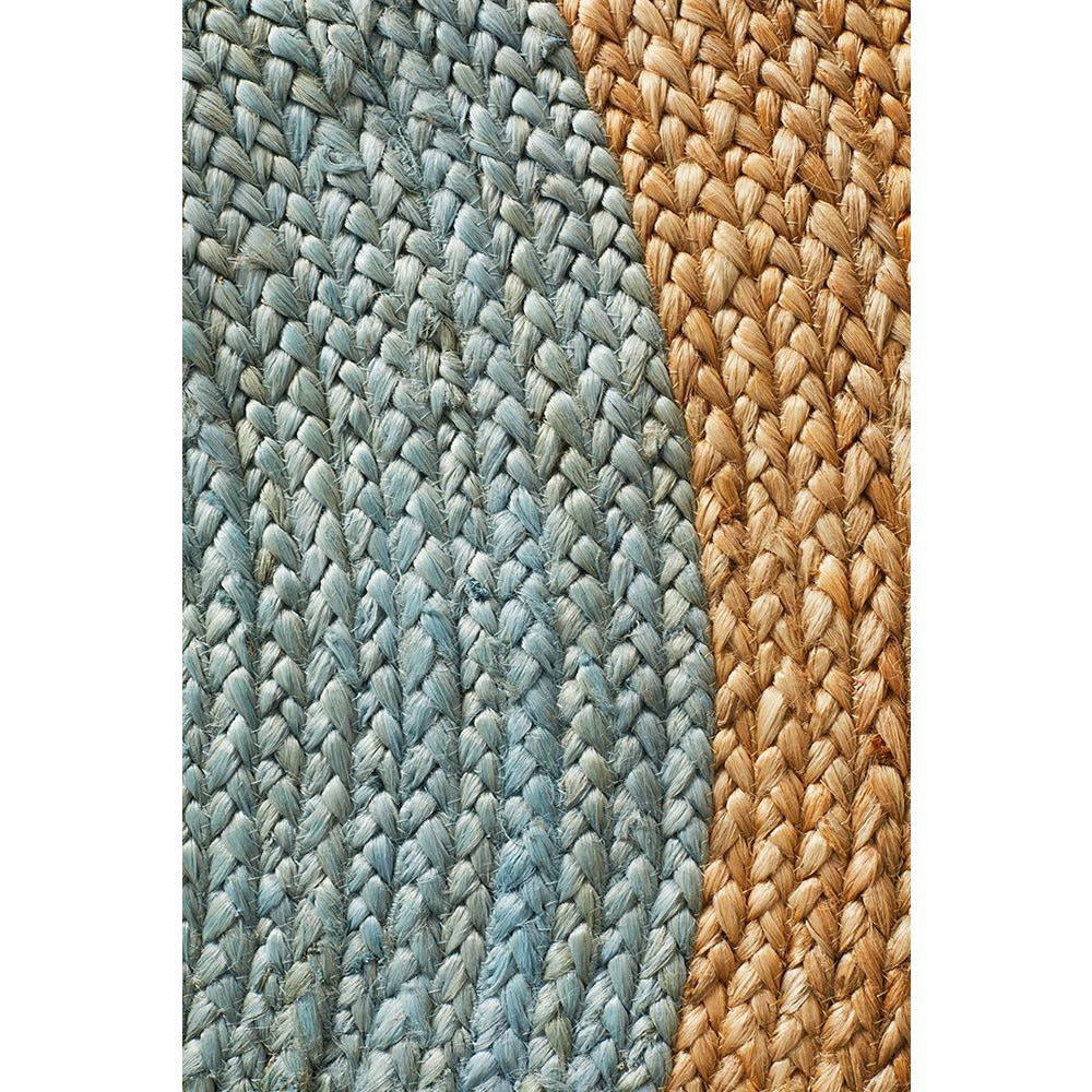 Onega Hand Woven Natural Jute Round Blue Rug - Rugs Of Beauty - 5
