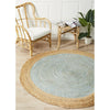 Onega Hand Woven Natural Jute Round Blue Rug - Rugs Of Beauty - 2