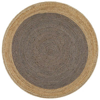 Onega Hand Woven Charcoal Jute Round Rug - Rugs Of Beauty - 1