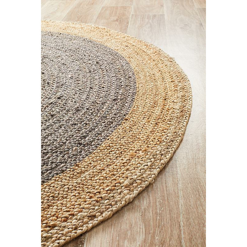 Onega Hand Woven Charcoal Jute Round Rug - Rugs Of Beauty - 4