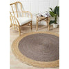 Onega Hand Woven Charcoal Jute Round Rug - Rugs Of Beauty - 2