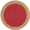 Onega Hand Woven Natural Jute Round Cherry Red Rug - Rugs Of Beauty - 1