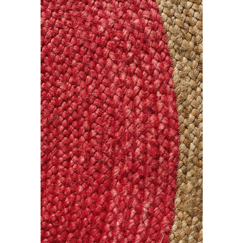 Onega Hand Woven Natural Jute Round Cherry Red Rug - Rugs Of Beauty - 5