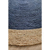 Onega Hand Woven Natural Jute Round Navy Rug - Rugs Of Beauty - 3