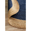 Onega Hand Woven Natural Jute Round Navy Rug - Rugs Of Beauty - 6
