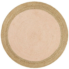 Onega Hand Woven Natural Jute Round Pink Rug - Rugs Of Beauty - 1
