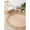 Onega Hand Woven Natural Jute Round Pink Rug - Rugs Of Beauty - 2
